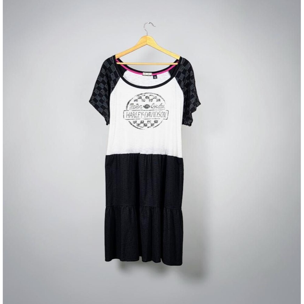Upcycled Tee Dress - Harley Davidson - Pockets - 2X